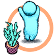 Blue avatar with a plant